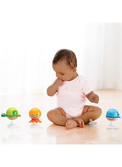 Hape Putstay Rattle Set ; Three Sea Animal Suction Rattle Toys Baby Educational Toy Set Multi 5'' X 2'' (E0330)  - Image 4