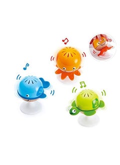 Hape Putstay Rattle Set ; Three Sea Animal Suction Rattle Toys Baby Educational Toy Set Multi 5'' X 2'' (E0330)  - Image 1