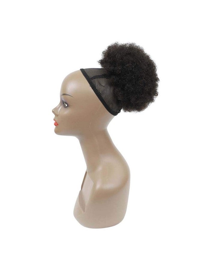 Adette 100% Human Hair Afro Puff Drawstring Ponytail Short Curly Afro Bun Hair Extension Natural Black 1B Hairpiece With Two Clips For Black Women - Image 3