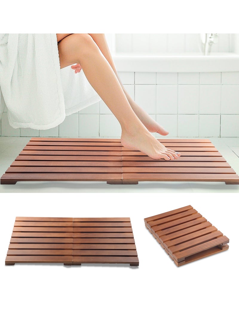 Foldable Non-slip Portable Wooden Bathroom Floor Mat  - Image 1