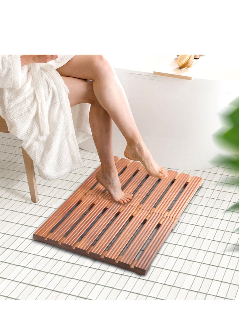 Foldable Non-slip Portable Wooden Bathroom Floor Mat  - Image 2