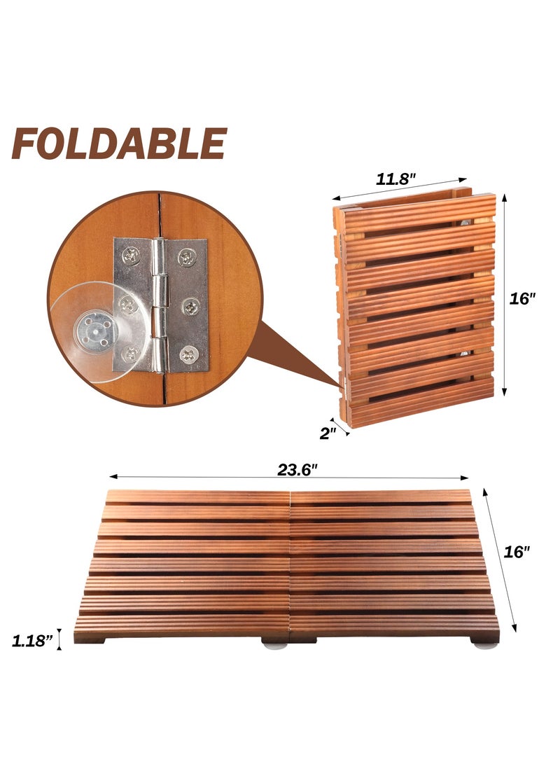 Foldable Non-slip Portable Wooden Bathroom Floor Mat  - Image 4