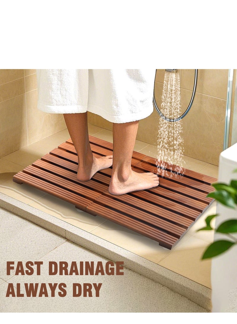 Foldable Non-slip Portable Wooden Bathroom Floor Mat  - Image 5