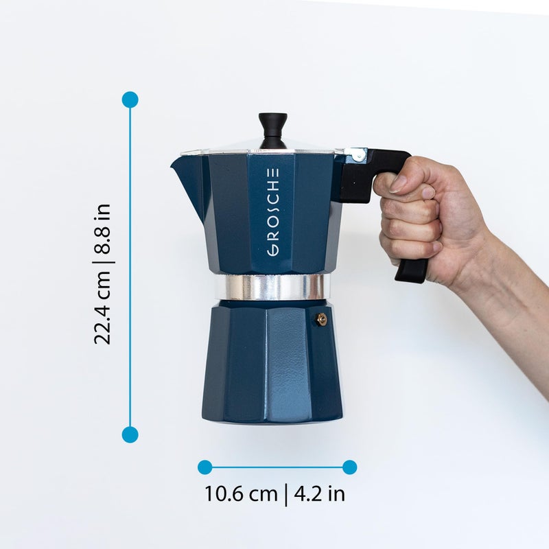 GROSCHE Milano Stovetop Espresso Maker Moka Pot 9 Espresso Cup, 15.2 oz, Blue. Stove top Coffee Maker Moka Italian Espresso greca Coffee Maker Brewer Percolator - Image 5