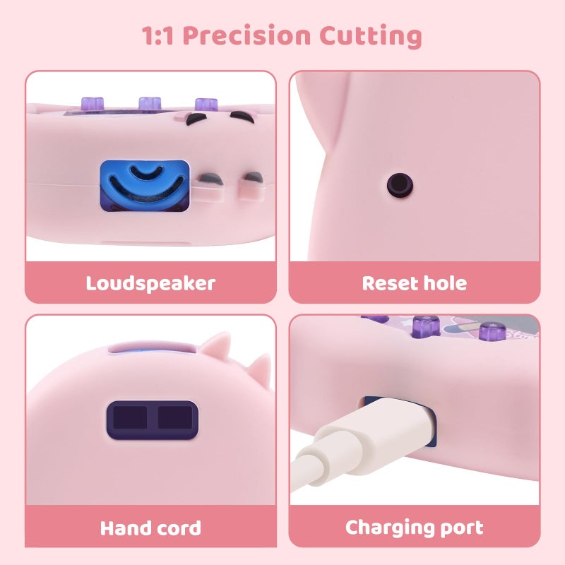 BUBBLELOGUS Silicone Case for Tamagotchi Uni, Soft TPU Protective Cover with Screen Decoration Protector and Adjustable Wrist Strap - Little Devil (Pink) - Image 3