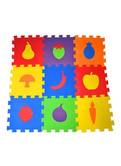 9-Piece Polimat Puzzle Fruits Game Tile Play Mats 33x33centimeter