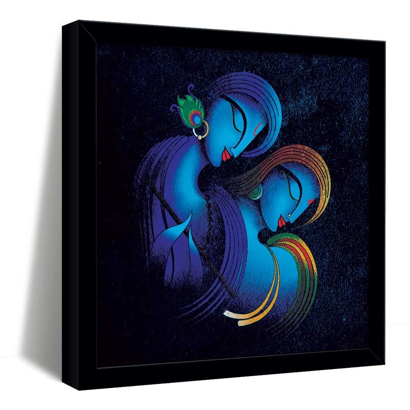 ArtX Radha Krishna Eternal Love Abstract Big Canvas Painting For Living Room With Frame Multicolour Square 240 x 240 inch 2x2 Feet Set Of 1