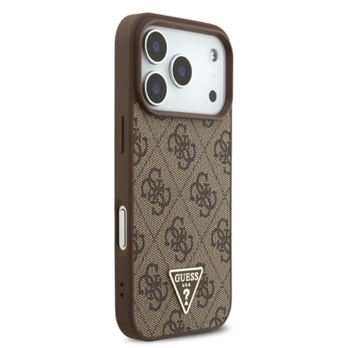 CG MOBILE Guess [Official Licensed] Protective Case Designed for iPhone 17 Pro |Mag-Safe Compatible|4G Pu Leather Case with Strap & Triangle Logo -Brown - Image 3