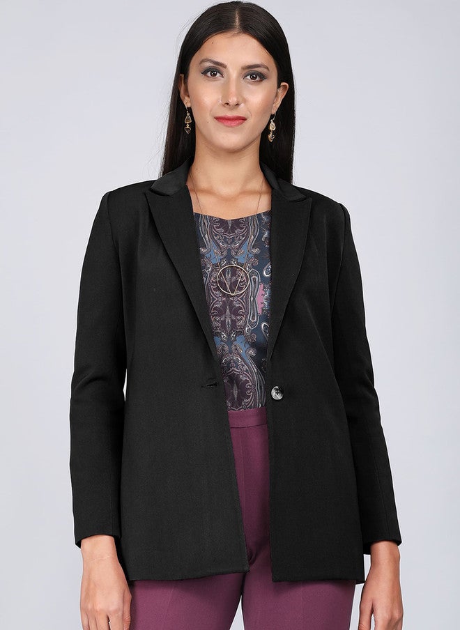 SALT ATTIRE Notched Lapel Collar Single-Breasted Casual Blazer - Image 1