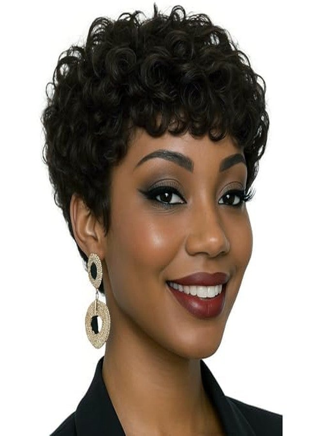 FCHW-wig FCHW short wigs for women Short Black Wave Wig For Black Women Synthetic Pixie Wig 3inch Black Pixie Cut Wig With Bangs short hairstyles wigs - Image 3
