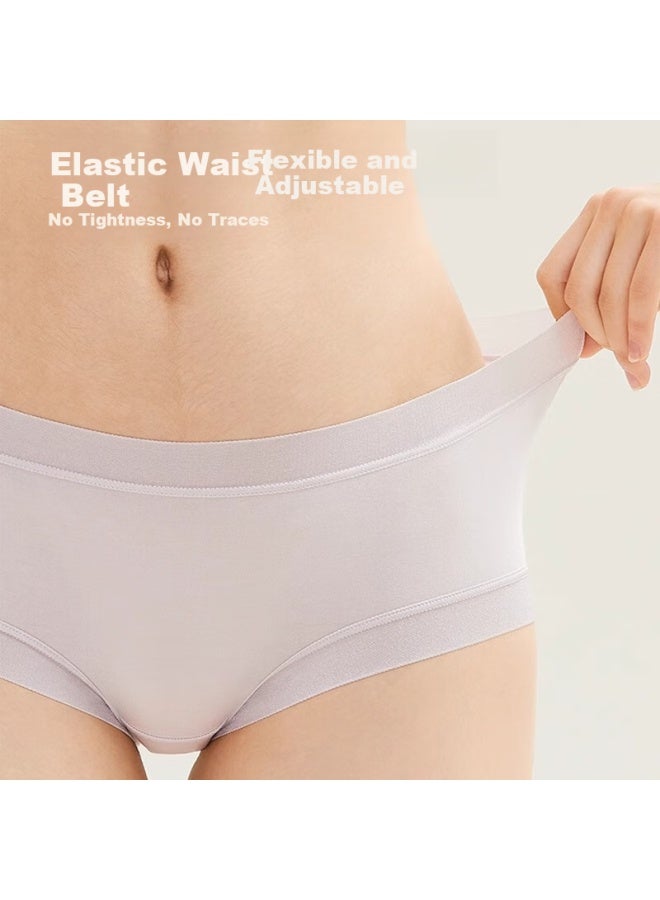 Snowflying Women's Underwear, Seamless Antibacterial Crotch, Spring And Summer Triangle Briefs, Short Shorts For Young Women, Mid-rise, Naked Feel, Breathable, 4-pack - Image 4