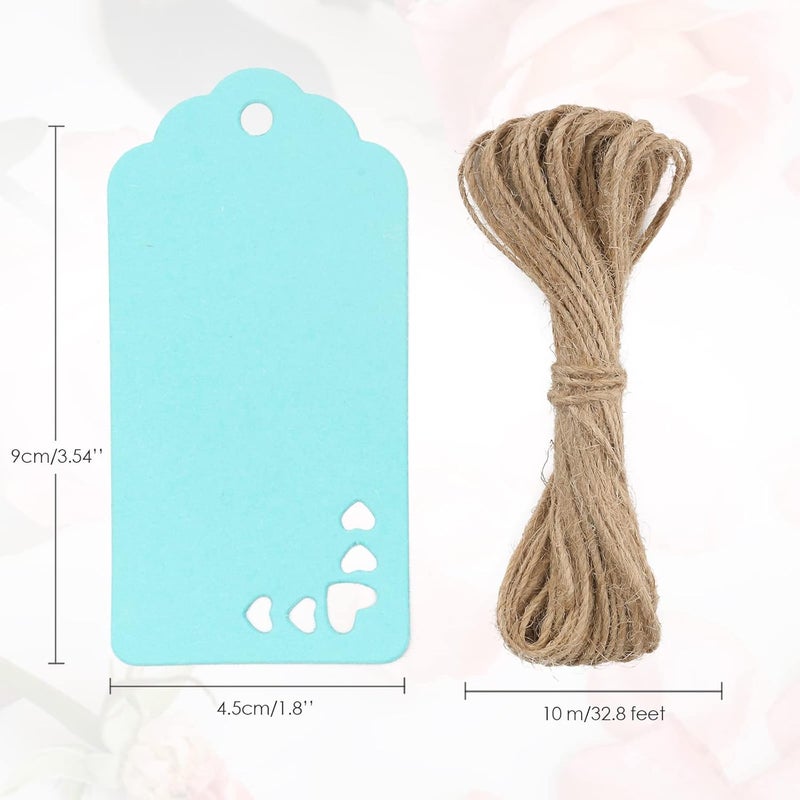 g2plus 100PCS Kraft Paper Gift Tags, 6 Color Hollow Heart Tag, Wedding Favors Hangtags, Blank Gift Tags with String for Baby Shower, Wedding Party Favors - Image 3