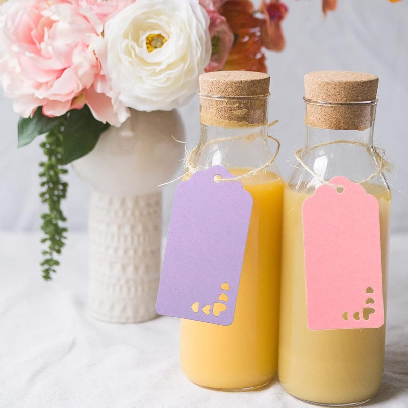 g2plus 100PCS Kraft Paper Gift Tags, 6 Color Hollow Heart Tag, Wedding Favors Hangtags, Blank Gift Tags with String for Baby Shower, Wedding Party Favors - Image 5