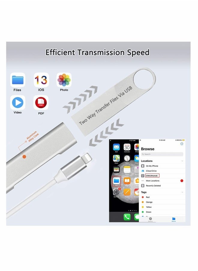 Generic - Dual USB3 Camera Adapter, 3 in 1 iOS to USB 3.0 OTG Adapter with Fast Charging Port, Compatible with IOS/Supports Flash Drive, Card Reader, Midi Keyboard, Mouse - Image 1