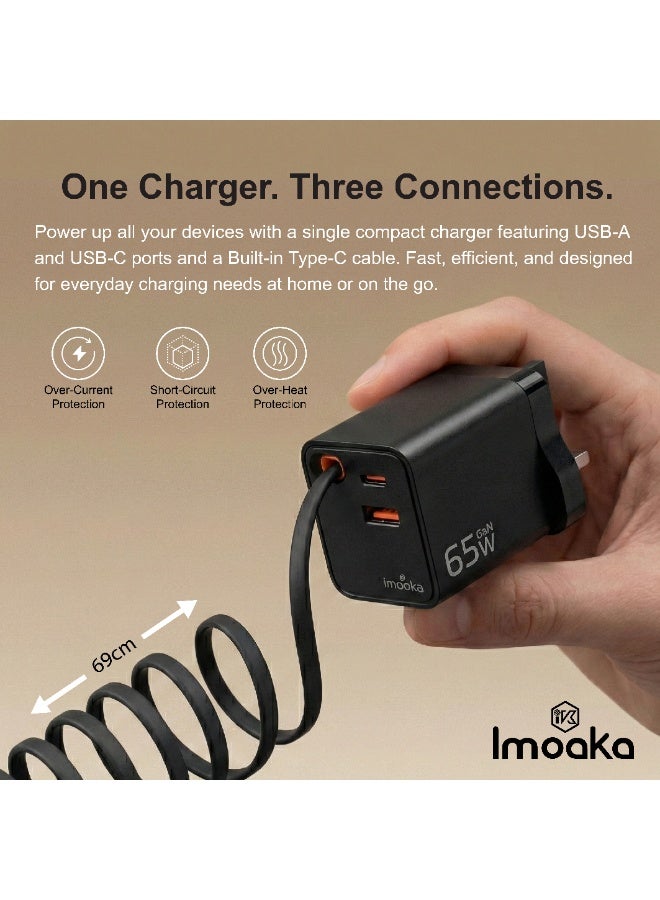 Imoaka 65W USB-C Wall Charger, Dual Port Quick Charge  Power Adapter, Smart Power Delivery, Compatible with Smartphones, Tablets, AirPods, Digital Cameras - Image 4