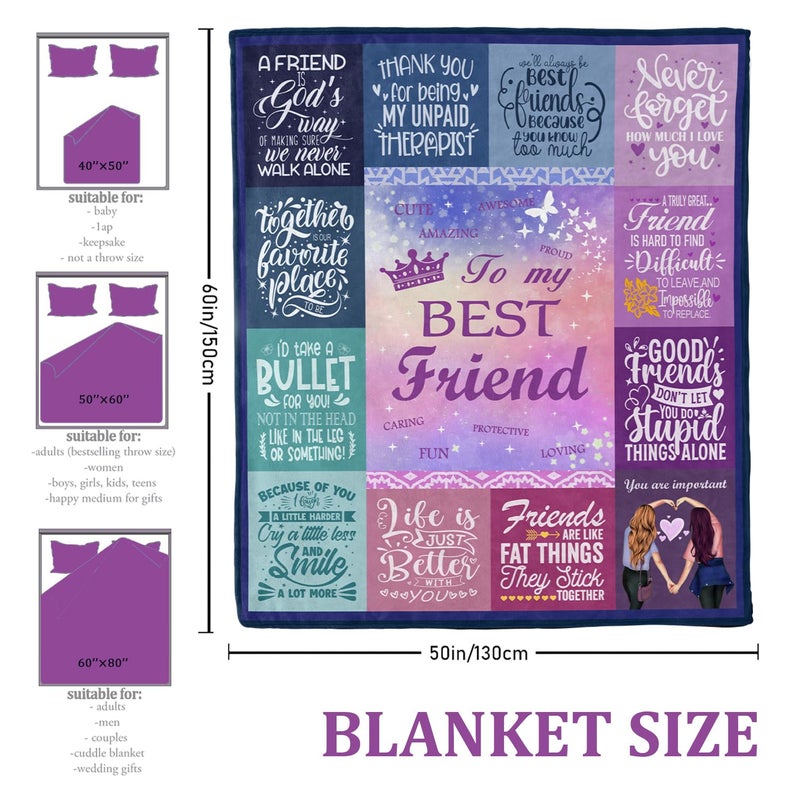 Lviliss Gifts for Best Friend Woman, Best Friend Birthday Gifts for Women, Bestie BFF Soul Sister Graduation Gift Ideas for Women Blanket 60"x 50", Friendship Unique Gifts - Image 5