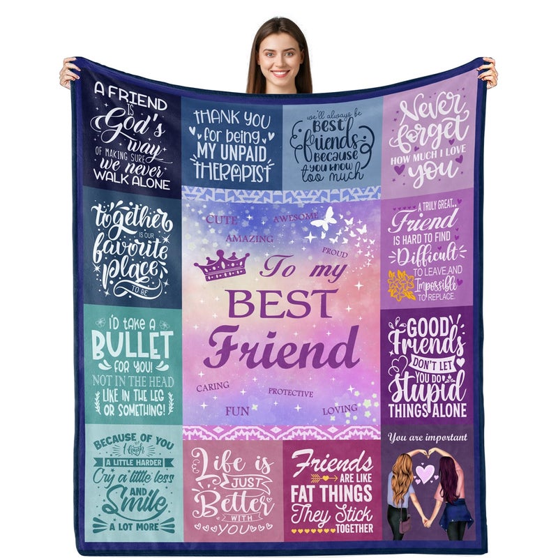 Lviliss Gifts for Best Friend Woman, Best Friend Birthday Gifts for Women, Bestie BFF Soul Sister Graduation Gift Ideas for Women Blanket 60"x 50", Friendship Unique Gifts - Image 1