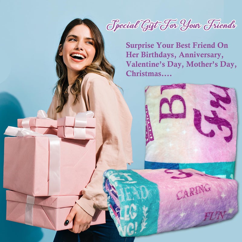 Lviliss Gifts for Best Friend Woman, Best Friend Birthday Gifts for Women, Bestie BFF Soul Sister Graduation Gift Ideas for Women Blanket 60"x 50", Friendship Unique Gifts - Image 2
