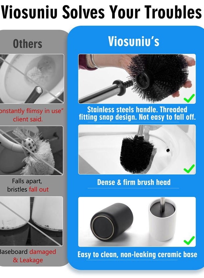 Viosuniu Land Series Ceramic Toilet Cleaner Brush and Holder Set for Bathroom, Non-Scratching Toilet Bowl, Rust-Proof (1 Pack) - Image 4