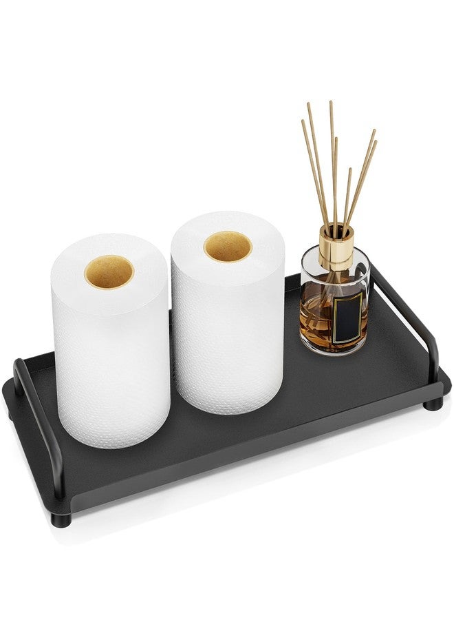 Gypie Toilet Paper Basket, Tank Tray with Handle, Bathroom Counter Storage Tray for Kitchen (Black) - Image 1