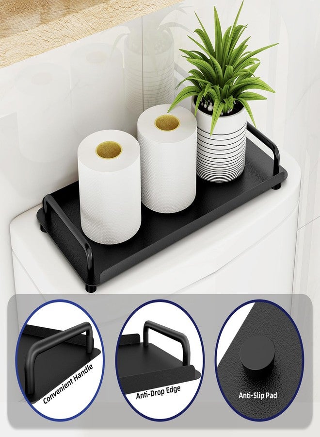 Gypie Toilet Paper Basket, Tank Tray with Handle, Bathroom Counter Storage Tray for Kitchen (Black) - Image 2