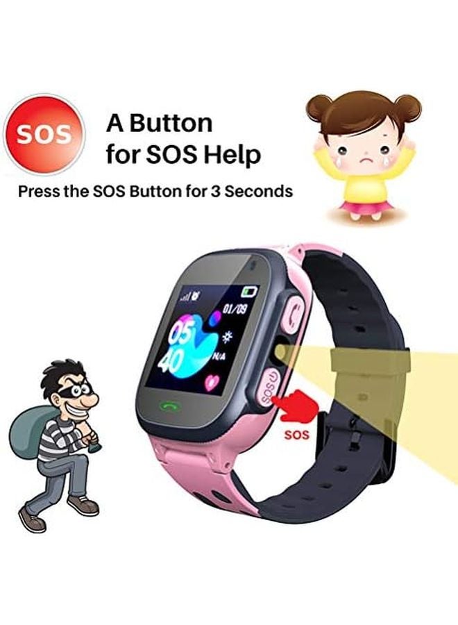 Kids GPS Smart Watch 1 44 Inch HD Screen LBS SOS Call Two Way Communication Pink - Image 3