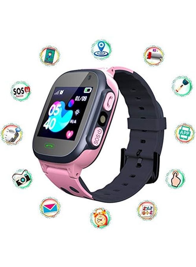 Kids GPS Smart Watch 1 44 Inch HD Screen LBS SOS Call Two Way Communication Pink - Image 1