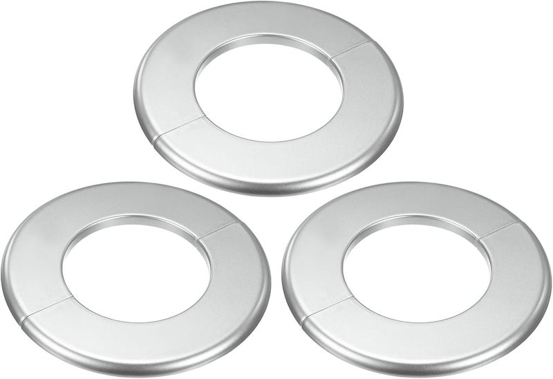 M METERXITY 3-Pack Wall Split Flange, ABS Round Self-Adhesive Escutcheon Plate Cover Buckle for 76mm/2.99 in Dia Pipe Accessories/Floor/Ceiling, Plumbing Cover Plates [Silver,6.5mm/0.26in H] - Image 1