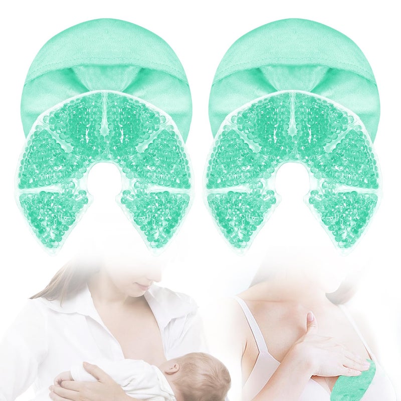 CONBELLA Hot Cold Gel Bead Breast Therapy Pack,Breast Ice Packs for Breastfeeding,Relief for Breastfeeding,Nursing Pain, Mastitis,Engorgement,Plugged Ducts, Boost Milk Let-Down & Production (#8 Blue) - Image 1