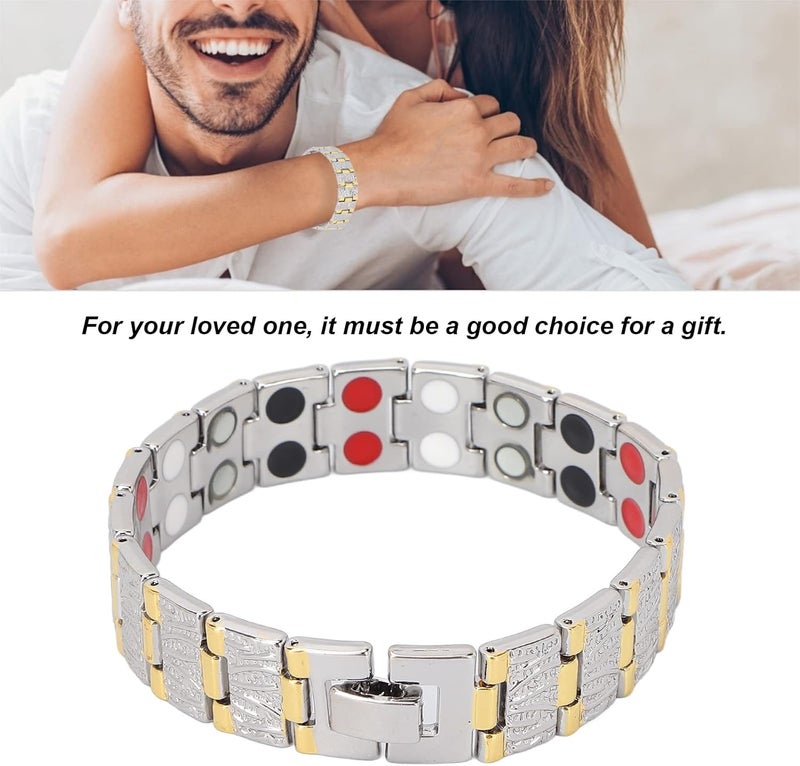klarako Magnet Therapy Bracelets, Adjustable Improve Sleeping Titanium Steel Magnet Bracelet for Men and Women - Image 3