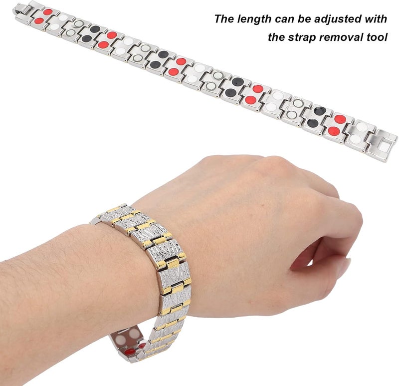 klarako Magnet Therapy Bracelets, Adjustable Improve Sleeping Titanium Steel Magnet Bracelet for Men and Women - Image 2