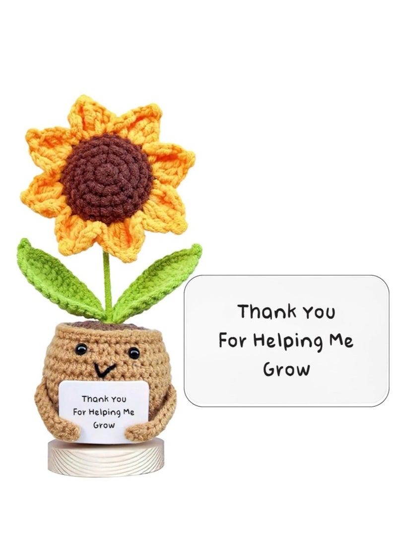 Coolchic Coolchic Handemade Sunflower Crochet with Card,Teacher Appreciation Gift from Student,Graduation Techer Day Gift  - Image 1
