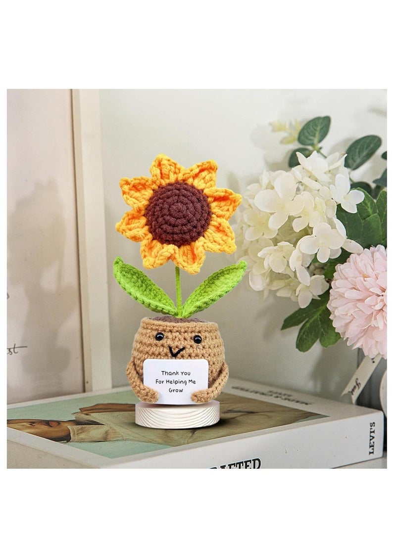 Coolchic Coolchic Handemade Sunflower Crochet with Card,Teacher Appreciation Gift from Student,Graduation Techer Day Gift  - Image 2