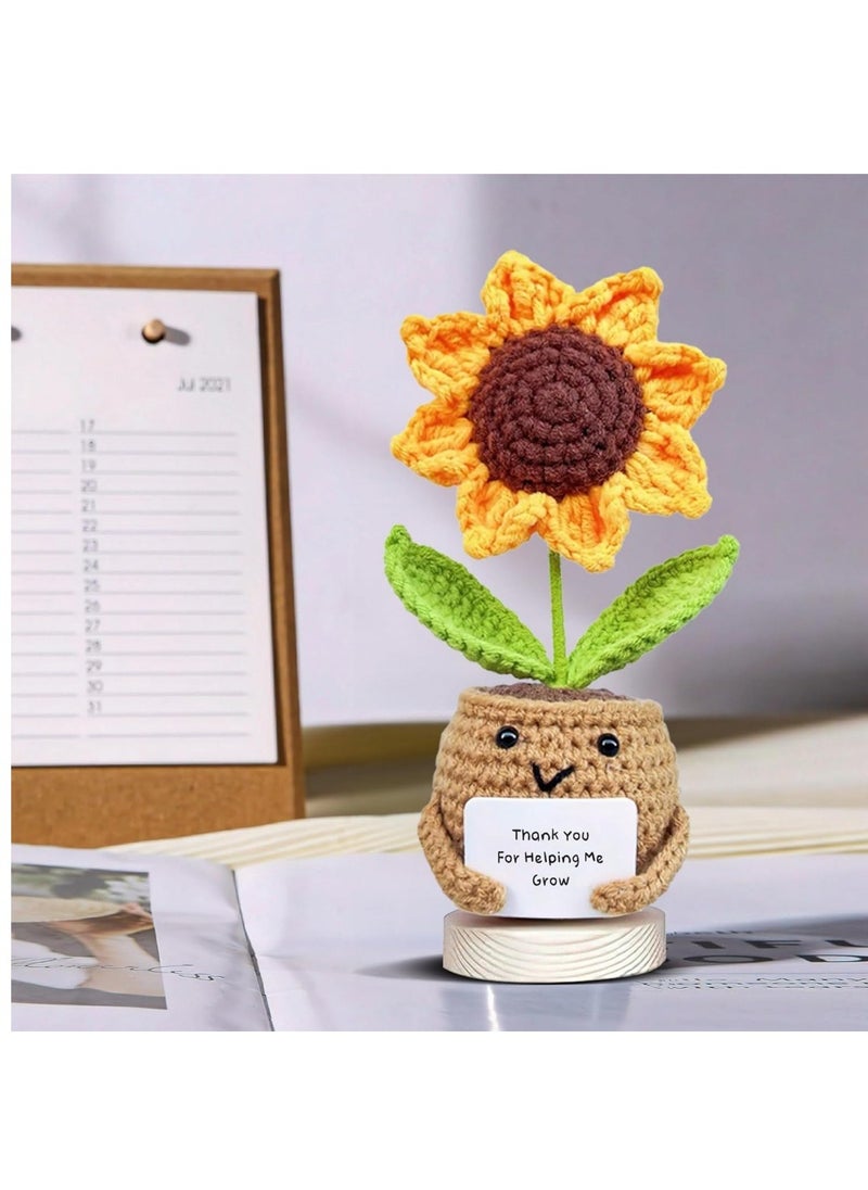 Coolchic Coolchic Handemade Sunflower Crochet with Card,Teacher Appreciation Gift from Student,Graduation Techer Day Gift  - Image 4