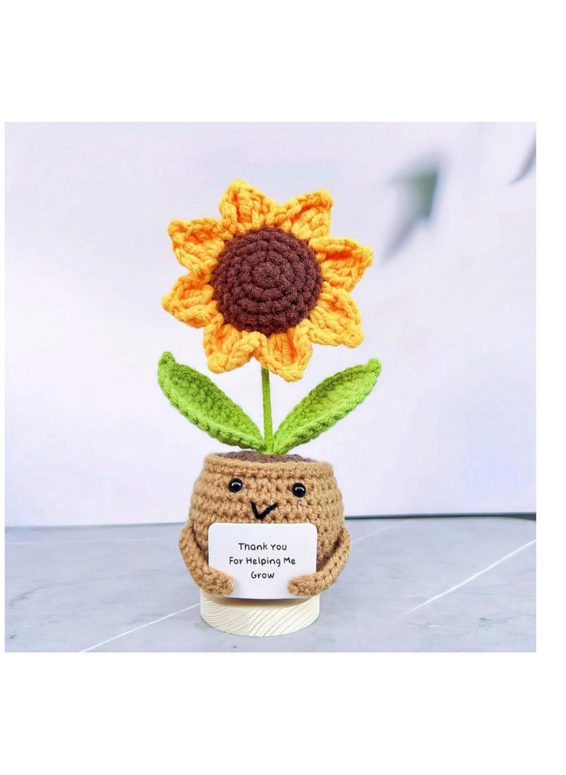 Coolchic Coolchic Handemade Sunflower Crochet with Card,Teacher Appreciation Gift from Student,Graduation Techer Day Gift  - Image 5