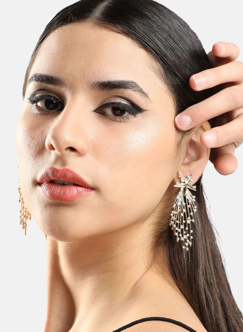 SOHI Gold Plated Party Designer Stone Drop Earring For Women