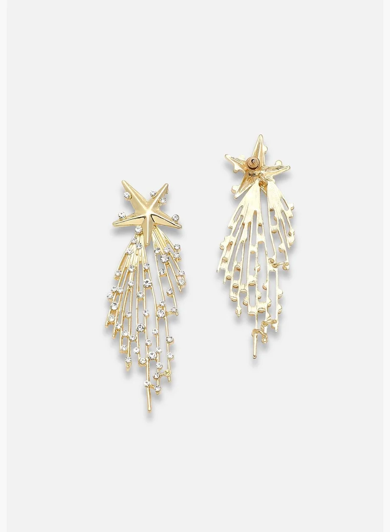 SOHI Gold Plated Party Designer Stone Drop Earring For Women