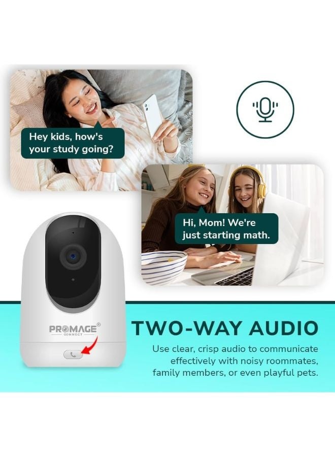 PROMAGE Smart WiFi Camera – Promage 360° PTZ Indoor Surveillance with IR Night Vision, Motion Detection, Cloud & SD Storage - Image 2