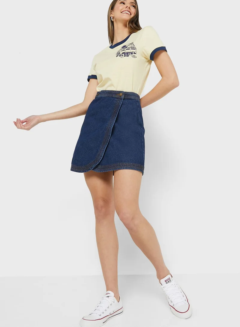 BRAVE SOUL Denim Wrap Skirt