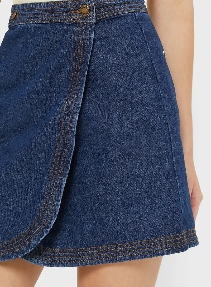 BRAVE SOUL Denim Wrap Skirt
