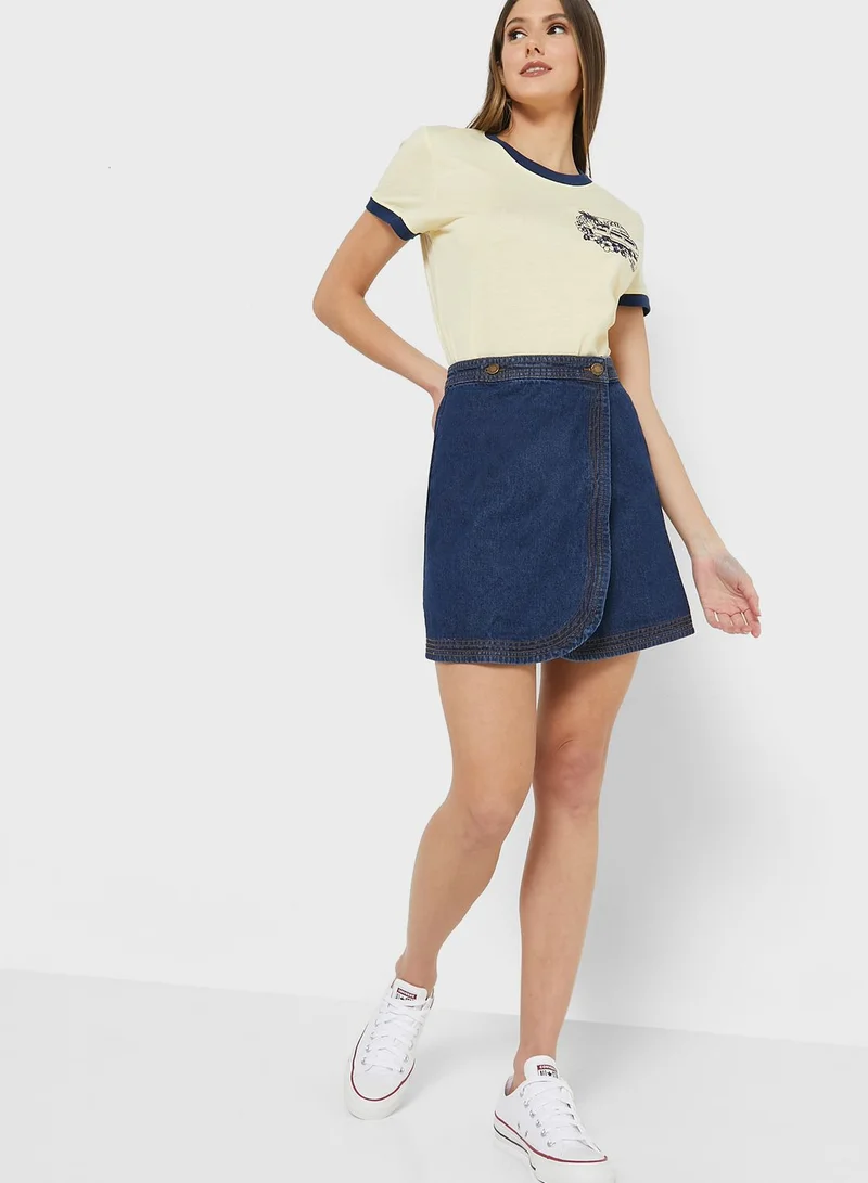 BRAVE SOUL Denim Wrap Skirt