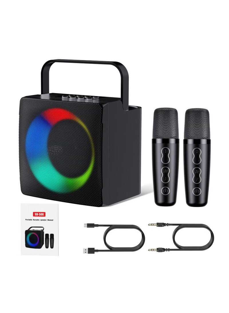 JAJEEK SD-508 Mini Karaoke Speaker – Compact, Portable Bluetooth Speaker with Built-in Microphone, LED Lights, Excellent Sound Quality, Perfect for Karaoke, Parties, and Outdoor Events