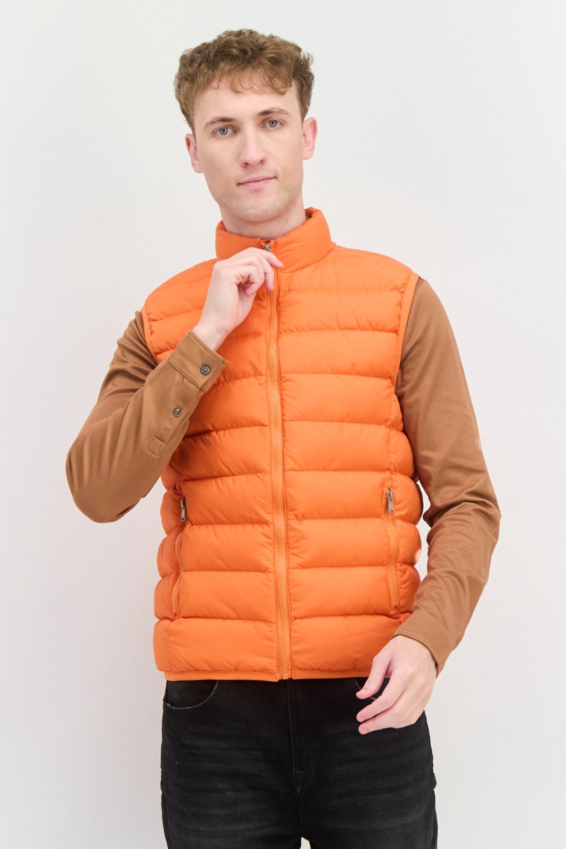 Sorbino Men Quilted Puffer Jacket Vest, Orange - Image 1