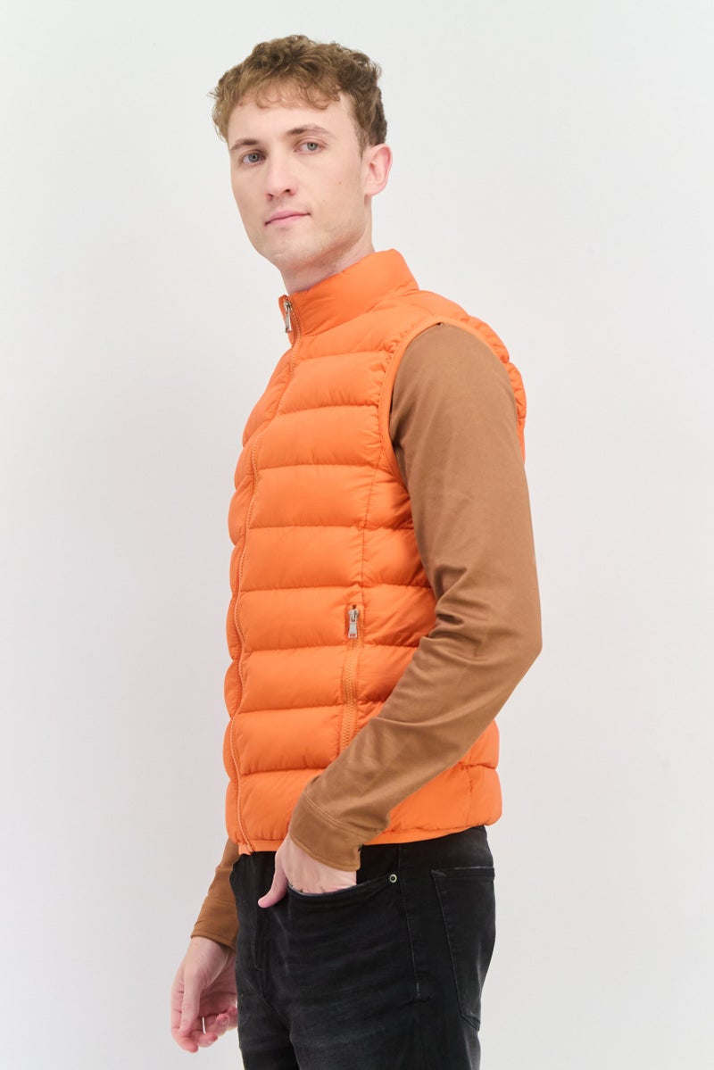 Sorbino Men Quilted Puffer Jacket Vest, Orange - Image 4