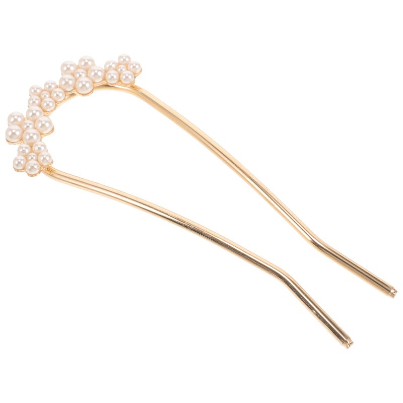 Vintage Pearl Hair Fork U Shape Rhinestone Bridal Hairpin For Women Accessories - Image 2