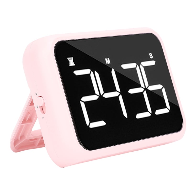 Digital Timer 4 Inch LED Screen Adjustable Brightness and Volume Magnetic Count Down Up Timer for Study Cooking Fitness Roseate - Image 3