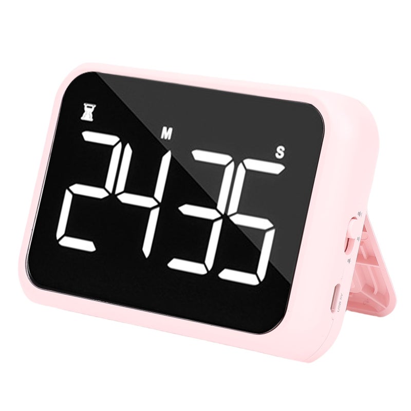 Digital Timer 4 Inch LED Screen Adjustable Brightness and Volume Magnetic Count Down Up Timer for Study Cooking Fitness Roseate - Image 5