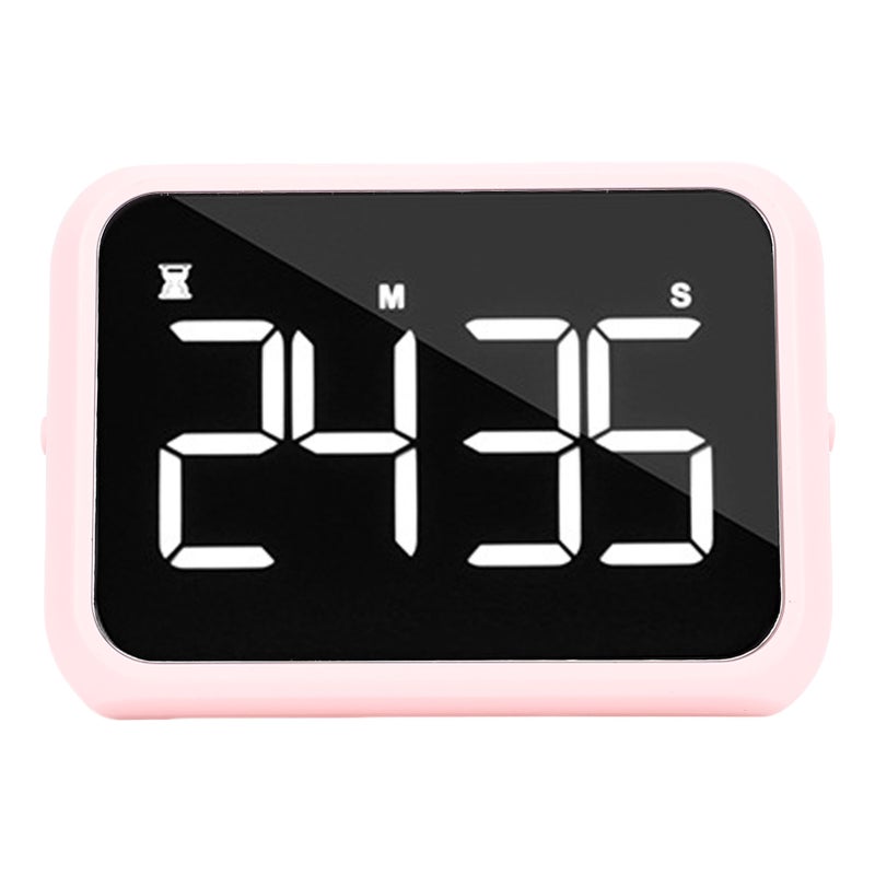 Digital Timer 4 Inch LED Screen Adjustable Brightness and Volume Magnetic Count Down Up Timer for Study Cooking Fitness Roseate - Image 2