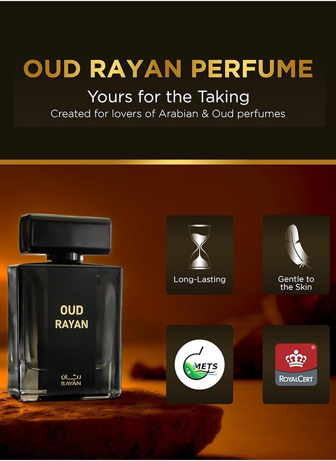 RAYAN Modern Oud Perfume for Men - Long Lasting Arabian Eau De Parfum, 100mL (3.34 Fl oz), Men Perfume with Oud, Sandalwood, Grapefruit, Cardamom & Lavender, Ideal Gift for Him for Ramadan & Eid - pzsku/ZB0ACA61CFF87A23E3ADFZ/45/_/1706794573/078a195b-2a2f-4ee9-b184-52e599dd0b07