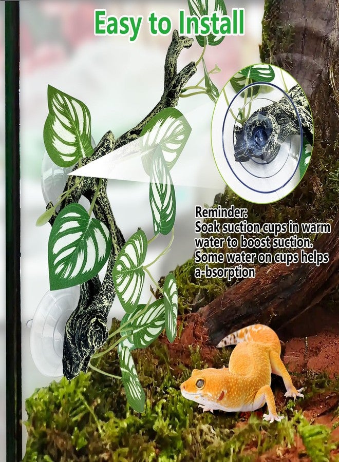 kathson 4 PCS Reptile Corner Branch Resin Snake Climb Tree Branch Decor Reptile Branches for Climbing with Suction Cups Frog Terrarium Plants for Lizard Bearded Dragons Gecko - Image 4